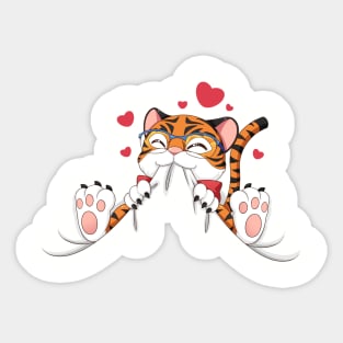 Cute Tiger Chewing Sticker